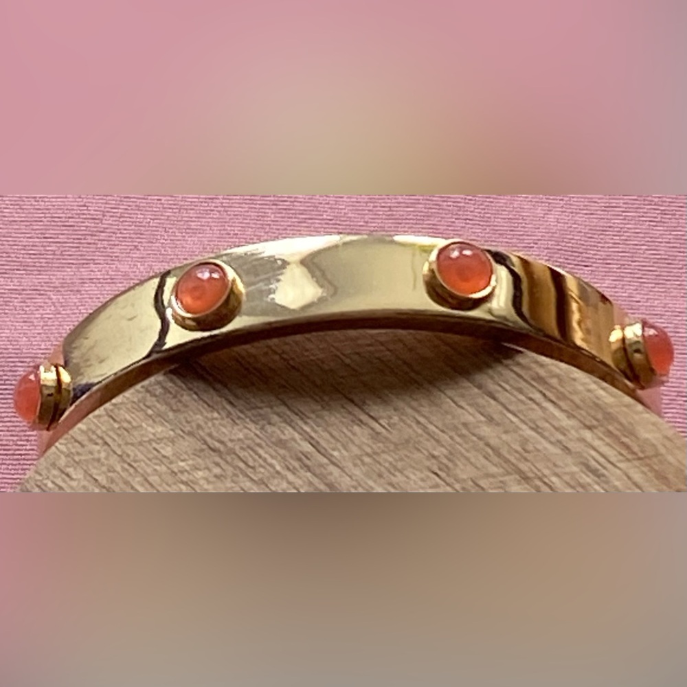 NEW GOLDTONE BANGLE BRACELET WITH COLORFUL ACCENTS - Picture 4 of 16